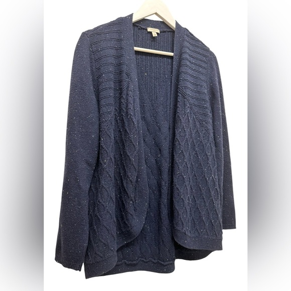 Talbots Women’s Sz L Navy Blue Women's Cardigan Sweater Long Sleeve Speckled - Picture 2 of 5